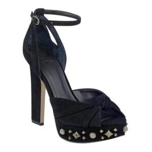 Black Ankle-Strap Platform High Heel Sandals